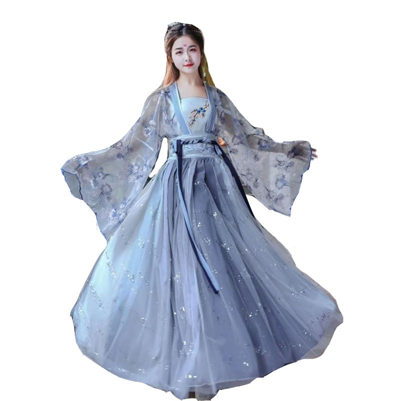 New Ancient Costume Hanfu Super Fairy Sea Fu Flower God Fu Waist Retro Jacket and Dress Student Daily Domineering Ancient Style Fashion