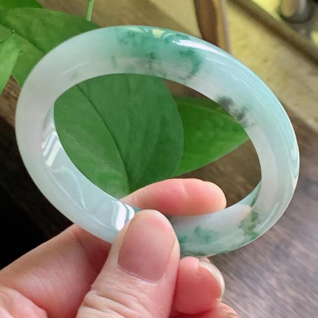 飘花翡翠手镯天然老坑a货正品带证书批发零售平洲玉器女成品玉镯