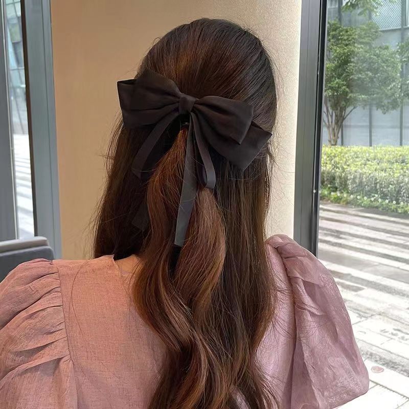 Black Ribbon Bow Barrettes Internet Celebrity Korean Style Elegant Elegant Hair Pin Clip Hairware Hair Accessories Head Clip