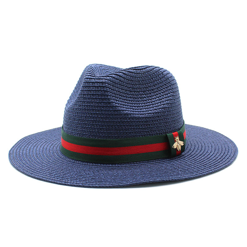 Summer Men's and Women's Sun Hat Panama Hat Straw Small Fresh Beach Seaside All-Match Sun-Proof Vacation Sunshade