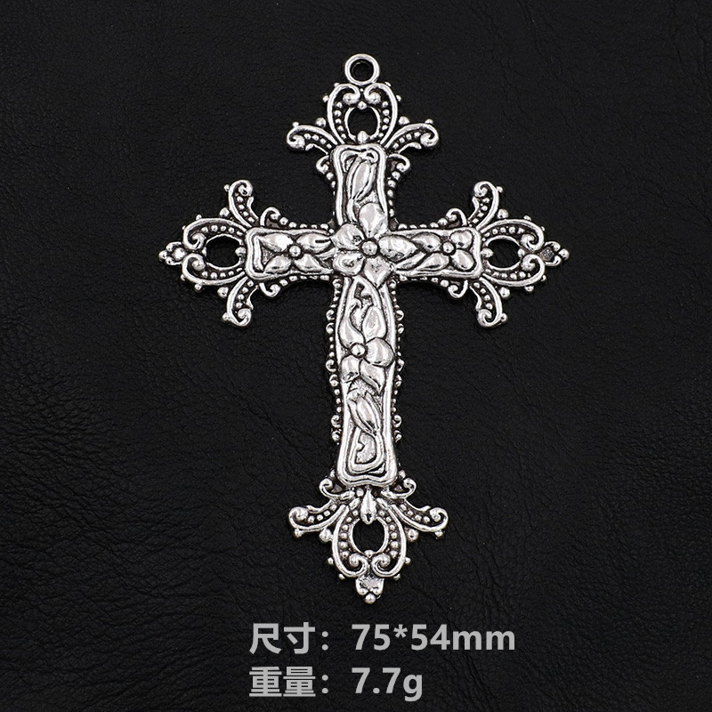 Gothic Style Antique Silver Alloy Cross Love Pendant DIY Earrings Necklace Bracelet Baroque Ornament Accessories