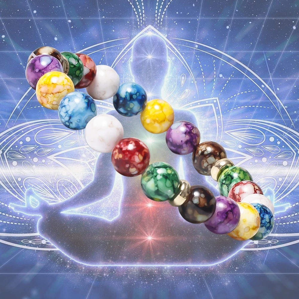 Colorful Bracelet Yoga Balance Energy Beads Volcanic Stone Bracelet Necklace Jewelry Bangle Bracelet for Women