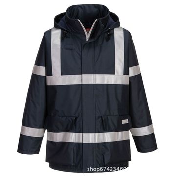 portwest防水防风阻燃高反光可视中长款夹克外套防静电安全服s785