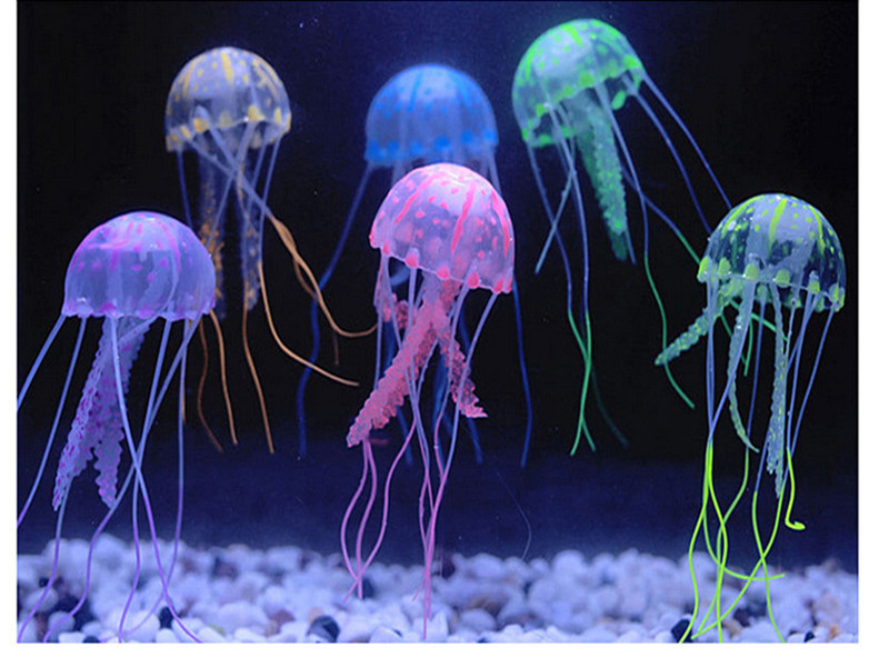 厂家直销 水族水母鱼缸装饰夜光发光水母仿真硅胶水母大号水母