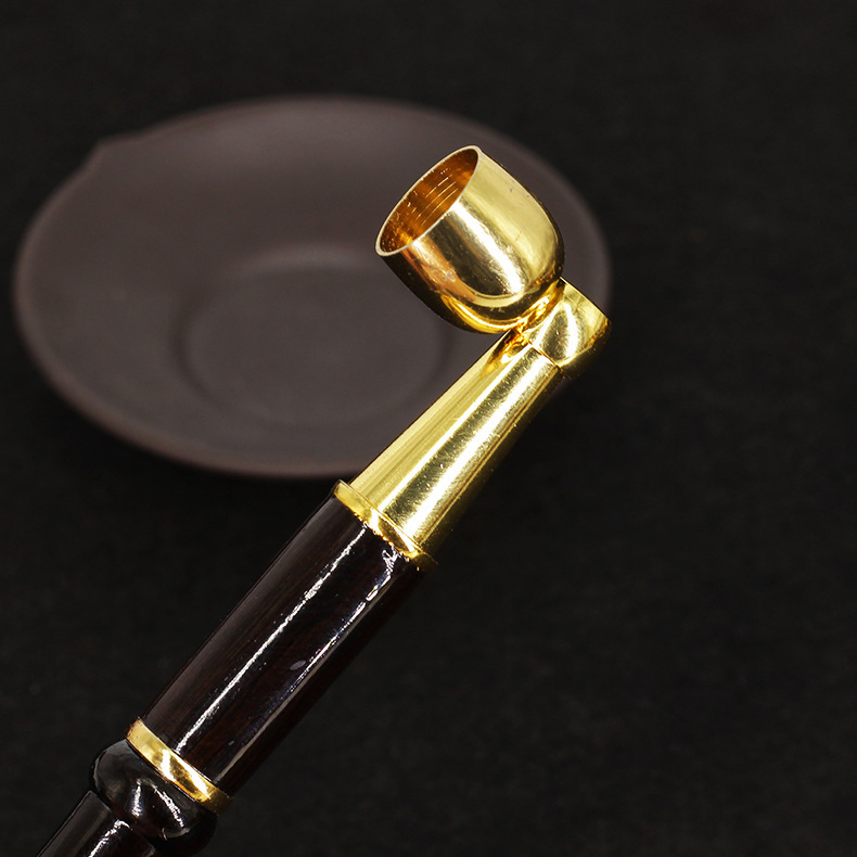 黑檀木大号长柄烟杆 易拆过滤烟芯 旱烟香烟二合一烟杆 厂家批发