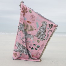 英国订单karenmabon 雪豹 艺术挂毯 沙发毯子 毛毯粉红豹