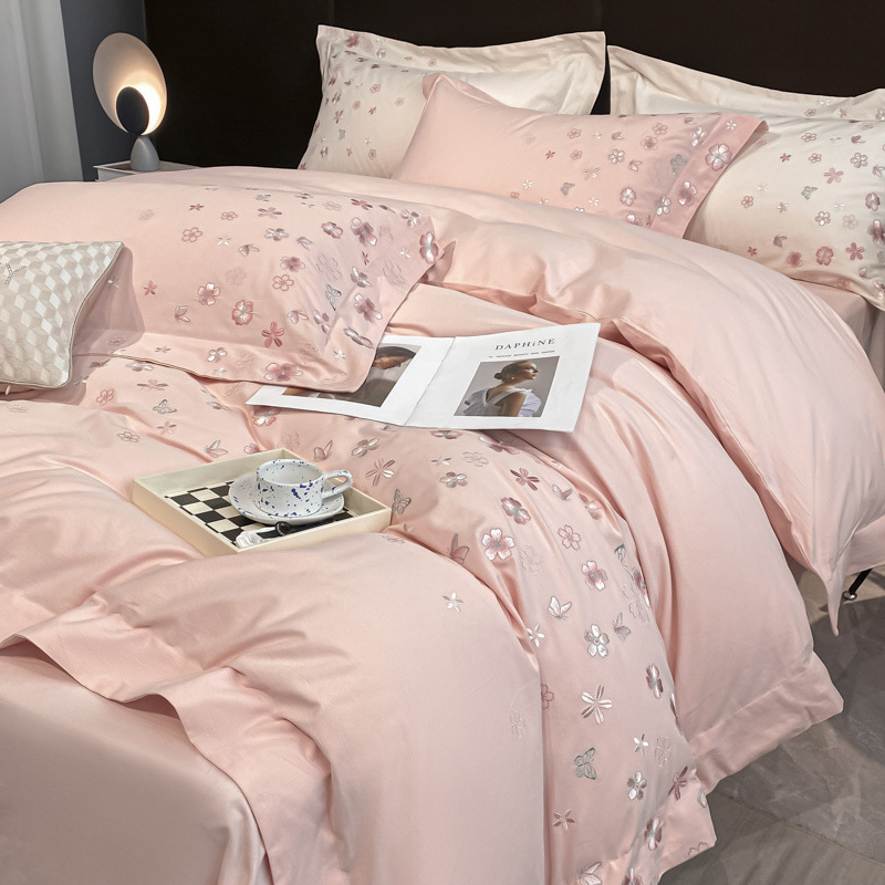 加厚全棉磨毛四件套纯棉长绒棉秋冬床单被套高档刺绣床品套件礼盒