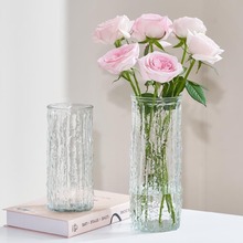 ins风高级感直筒花瓶摆件玻璃透明约水培富贵竹客厅装饰品