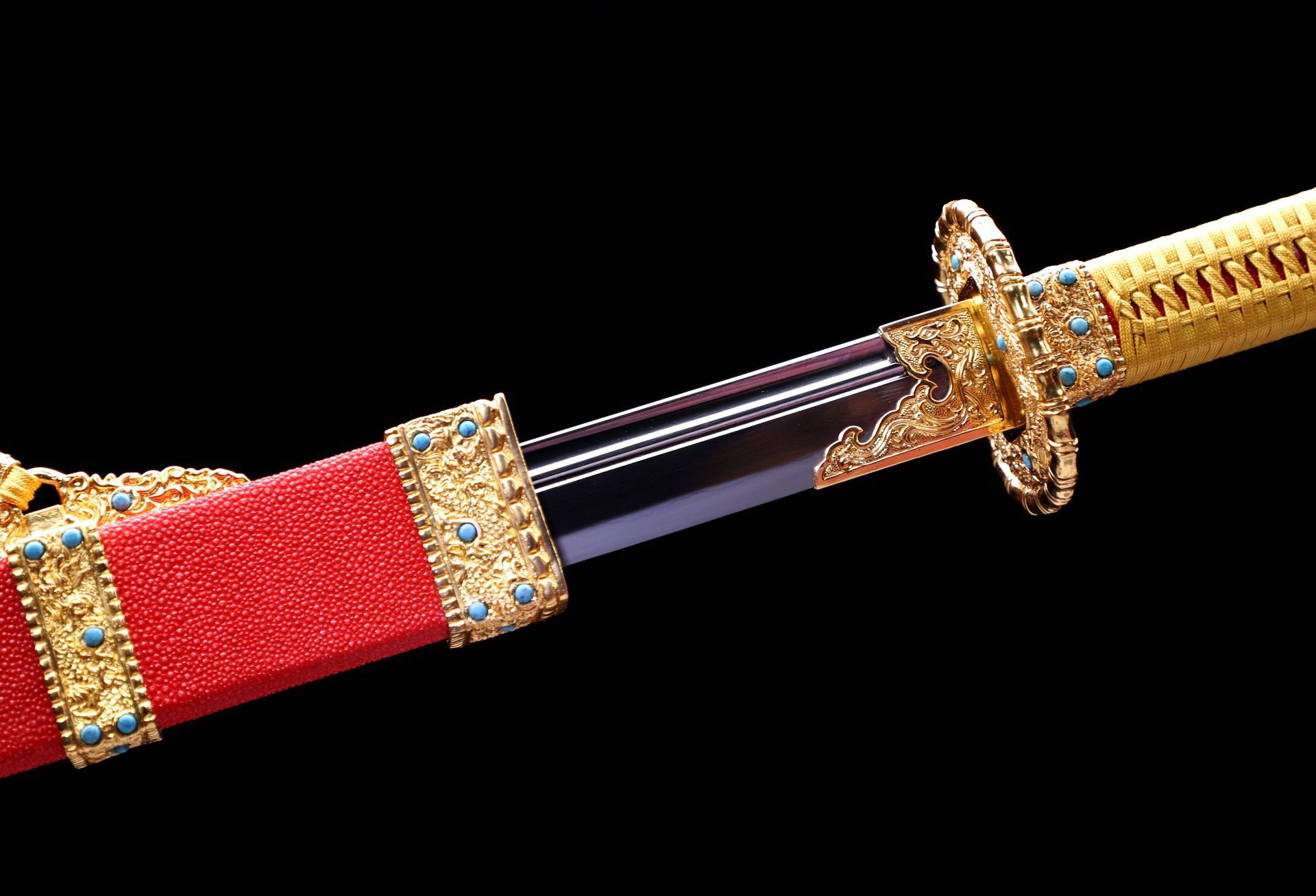 龙泉市刀剑地肌钢夹钢簿仪刀手工清刀雁翎刀一件代发冷兵器未开刃