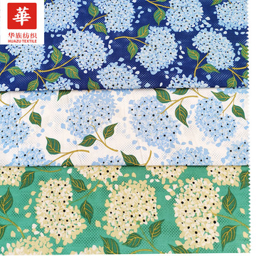 夏印花棉布 田园风绣球花 女装童装连衣裙 靠垫抱枕布料现货批发
