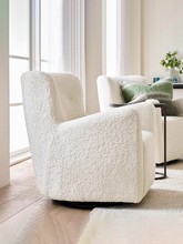北欧轻奢可旋转意大利绒单人休闲椅美式简约客厅小户型白色沙发椅