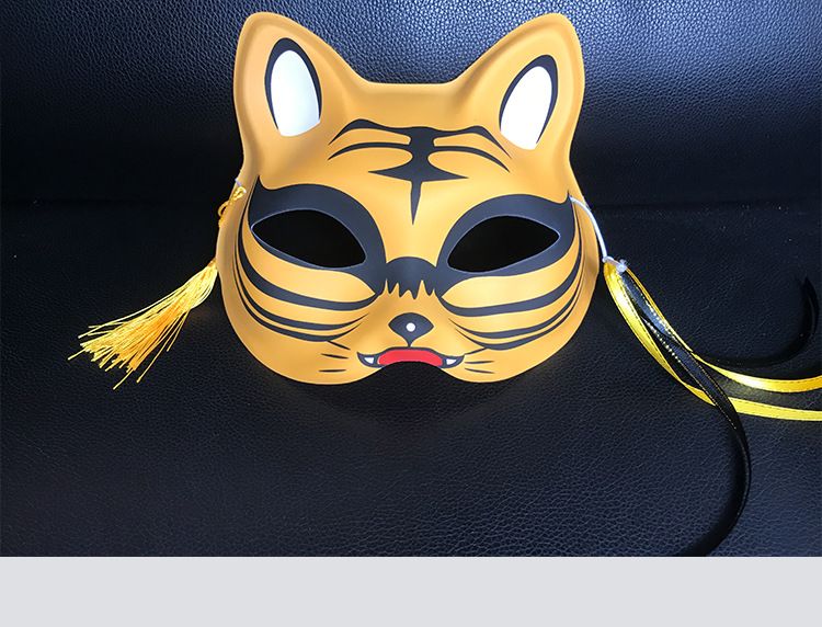 日式和风狐狸面具半脸女手绘化妆舞会古风面罩汉服抖音妖狐唐猫脸