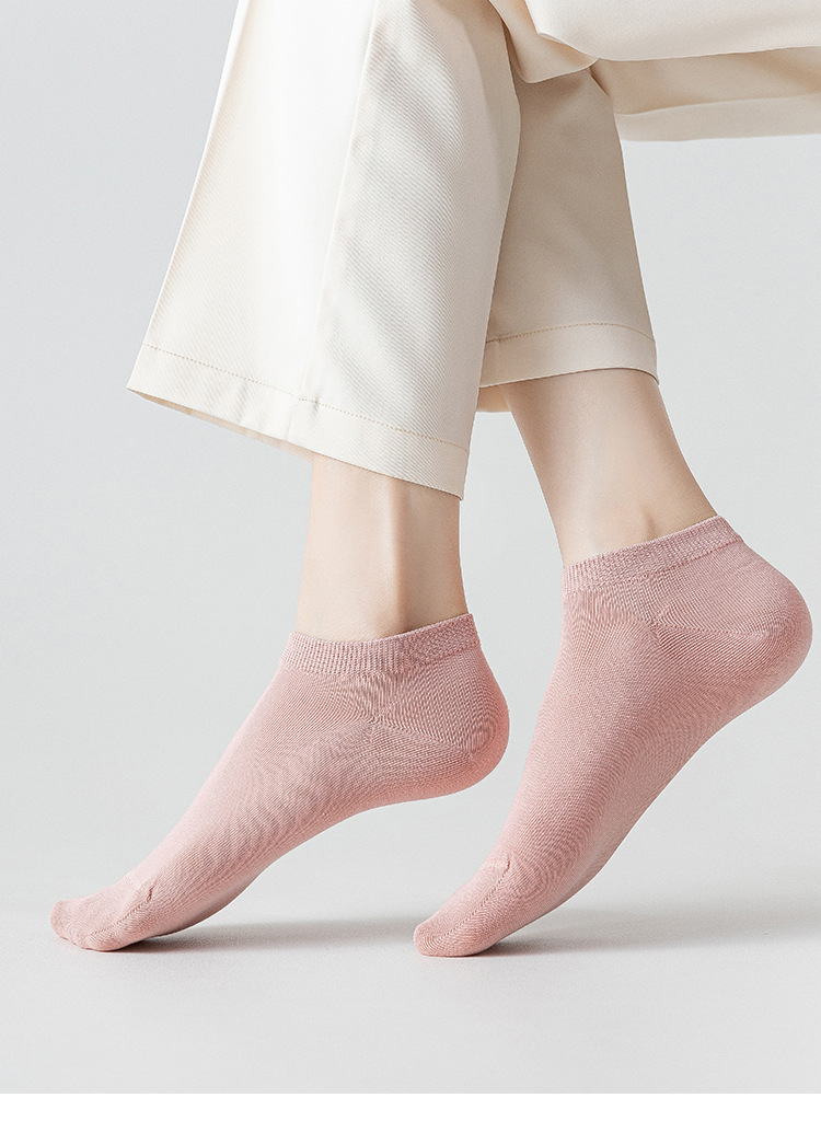 陶越袜子女船袜抗起球无骨对目精梳棉精品女袜吸汗透气不掉跟短袜