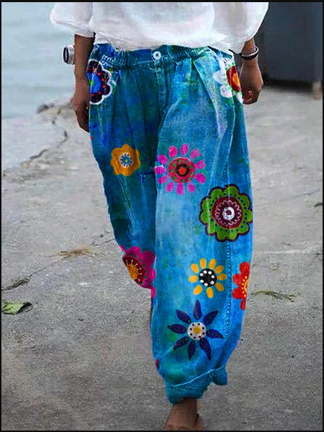 In Stock Wish Amazon EBay Women's Jeans Imitation Denim Lantern Trousers for Women