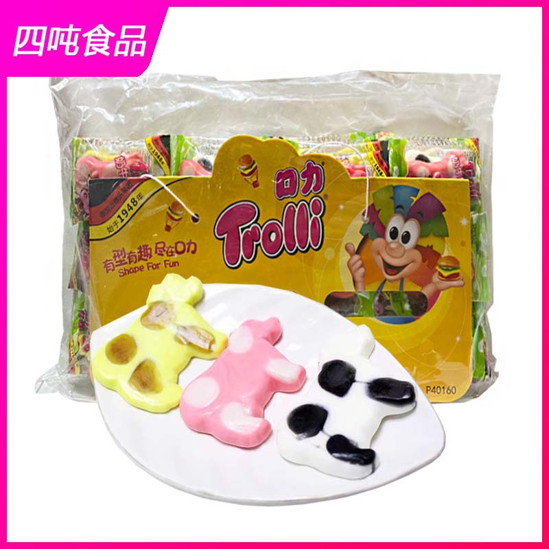 【2份起包邮】口力奶牛橡皮糖整袋510g(60包)凝胶糖果休闲零食