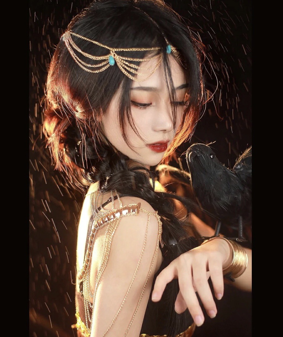 鬼刀北漠风铃公主古装cos影楼摄影写真女私房黑色性感酒吧演出服