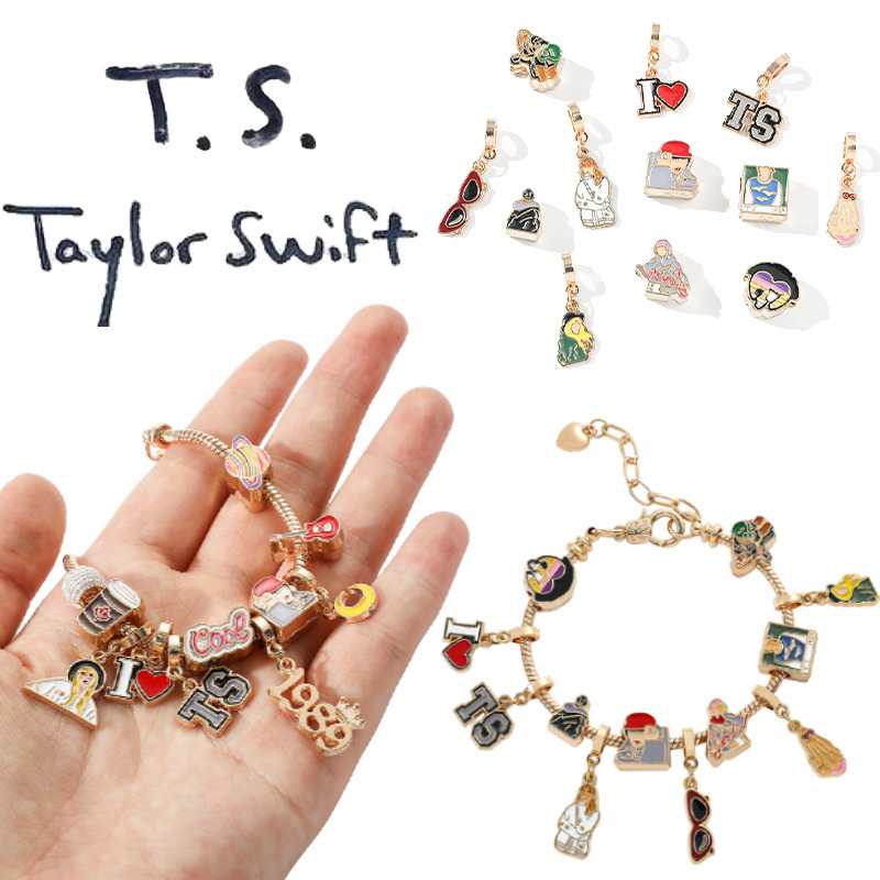 foreign trade american singer taylor taylor swift beaded bracelet diy dripping oil accessories metal ornament wholesale