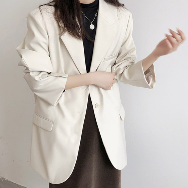 白色西装外套女春秋韩版英伦风大学生气质宽松韩版正装套装小西服