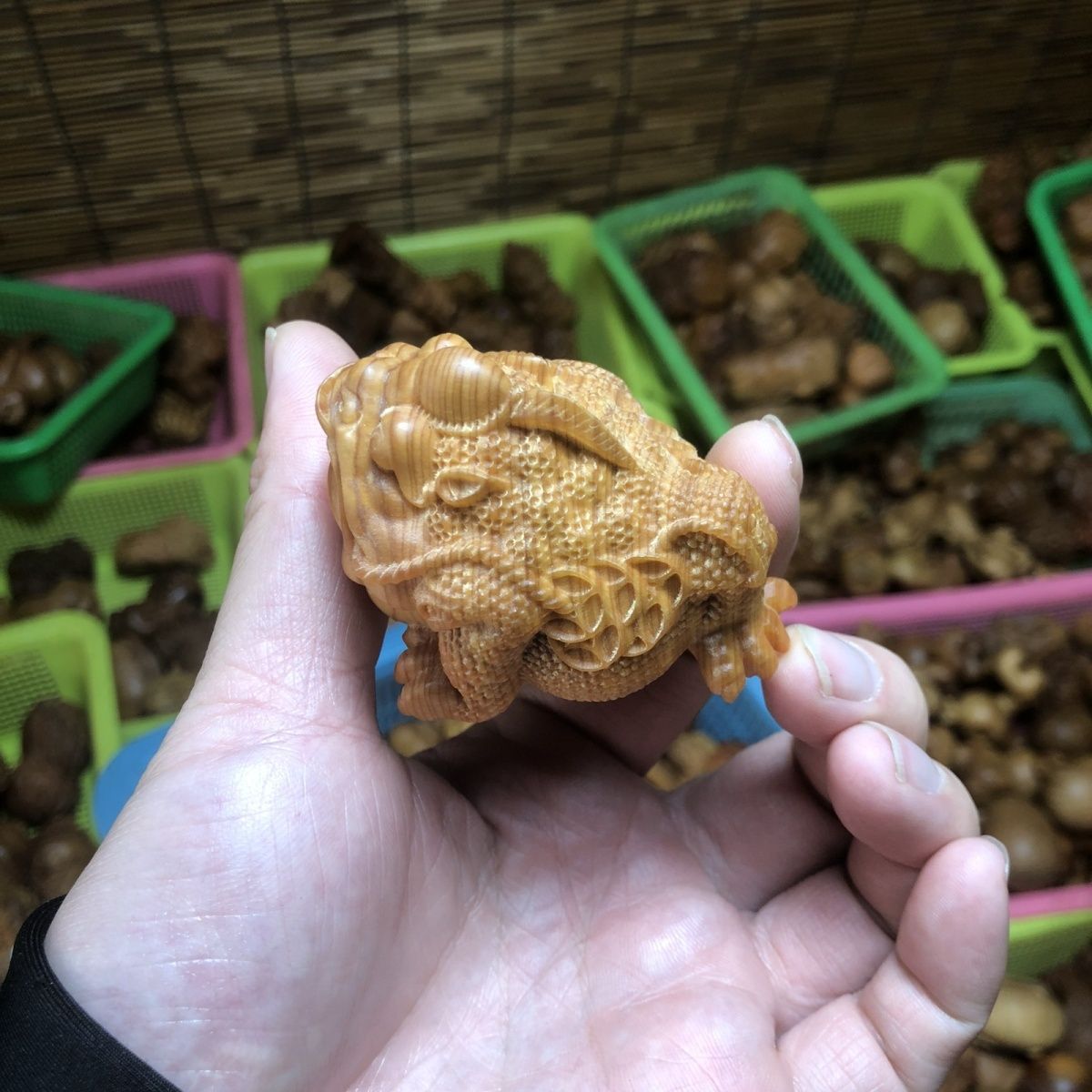 精品崖柏陈化老料木作精雕刻招财金蟾木雕小摆件手把件文玩礼品