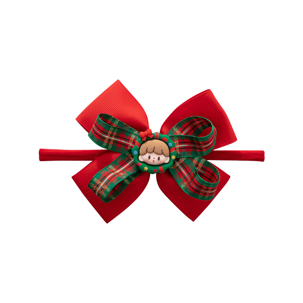 Cross-Border New Arrival New Year Christmas Red Bow Headband Cute Children's Holiday Hair Accessories Little Girl Headband Hair Band