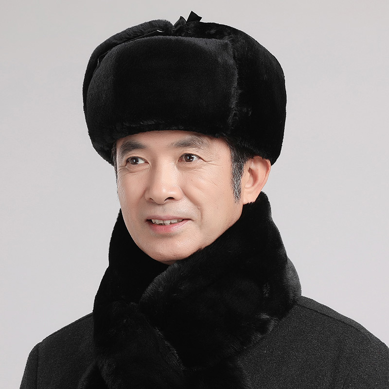 中老年人雷锋帽子男冬天东北护耳棉帽加厚保暖爸爸爷爷火车头帽子