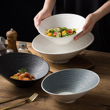 创意斜口碗陶瓷沙拉碗家用汤碗日式高颜值餐具酒店自助海鲜生菜盘