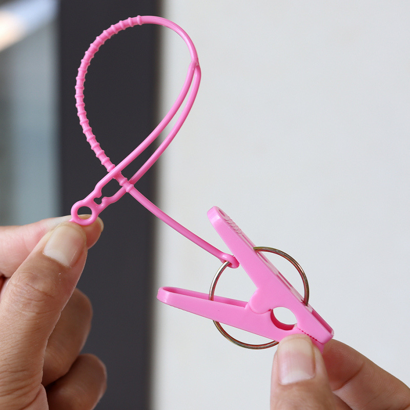 批发防风晾衣夹子旅行塑料晾晒夹带绳子扣晒衣服小夹子家用内衣晒
