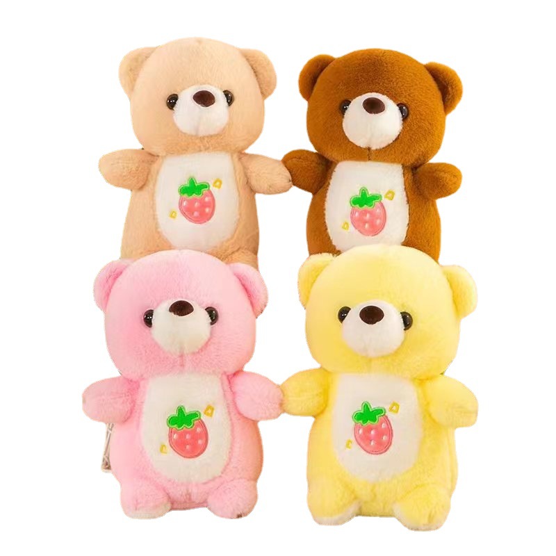 Strawberry Bear 8-Inch Prize Claw Doll Wholesale Plush Toy Wedding Tossing Doll Mall Crane Machine Gift