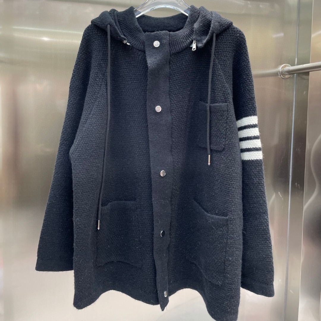 春秋新款汤姆tb经典四道杠拼色长款针织外套-阿里巴巴