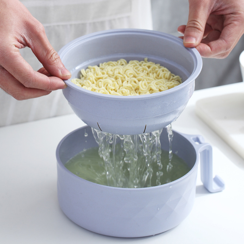 Noodle Bowl Instant Noodle Bowl Draining Soup with Lid Microwave Oven Heating Lunch Box Office Worker Student Soup Bowl Rice Bowl Cross-Border Wholesale