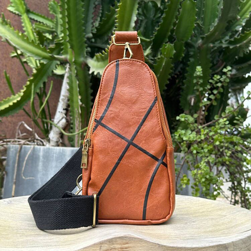 2023 New Pu Baseball Bag Fashion Chest Bag Women's Cross-Border Messenger Bag Vintage Belt Bag Sling Bag Small Backpack