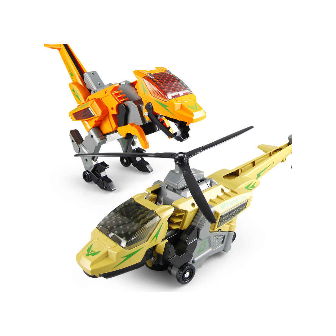 亚马逊热门男孩电动玩具万向行走灯光音乐变形飞机恐龙叫声玩具