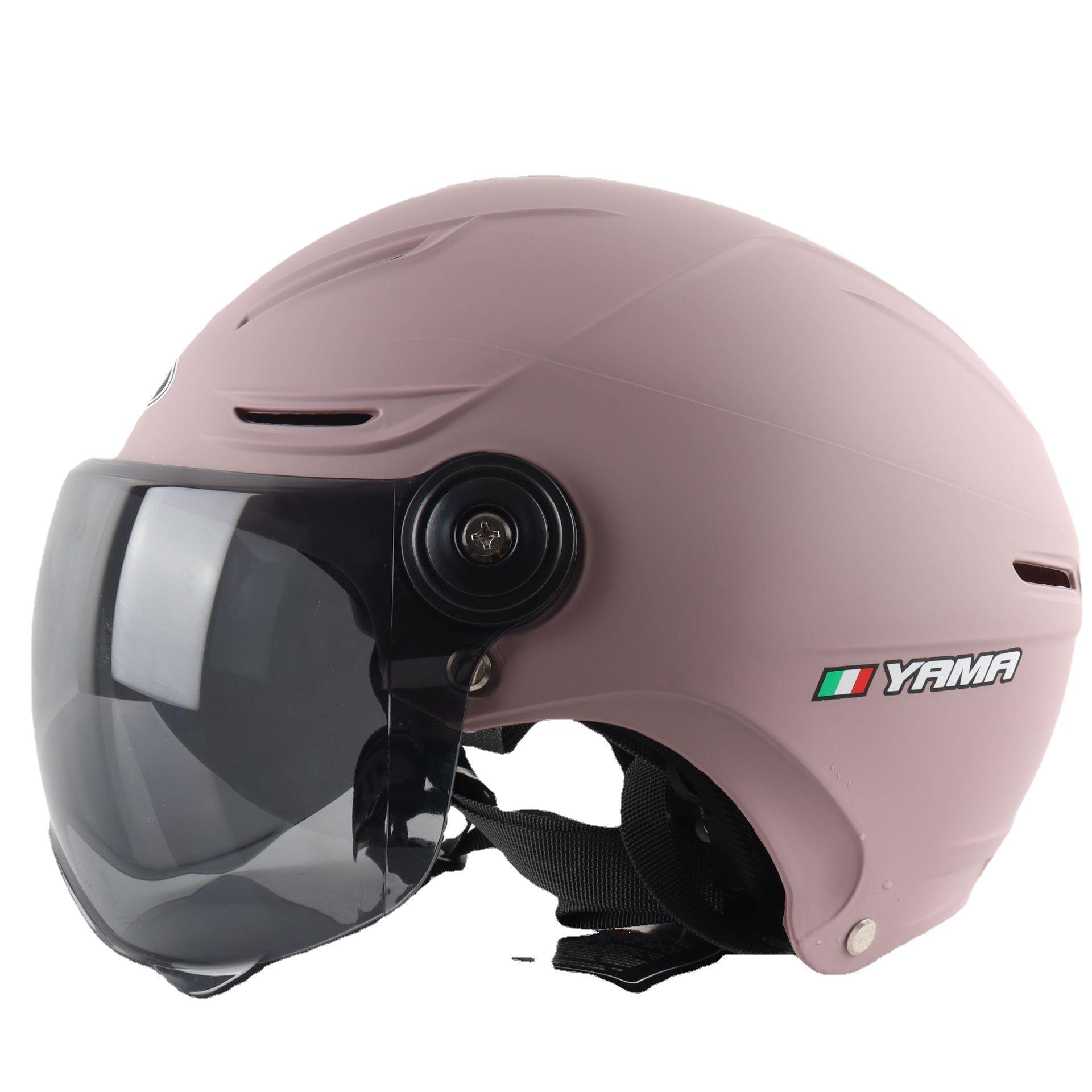 pc强化镜片电瓶电动车头盔灰一件代发夏季防晒半盔透气复古安全帽