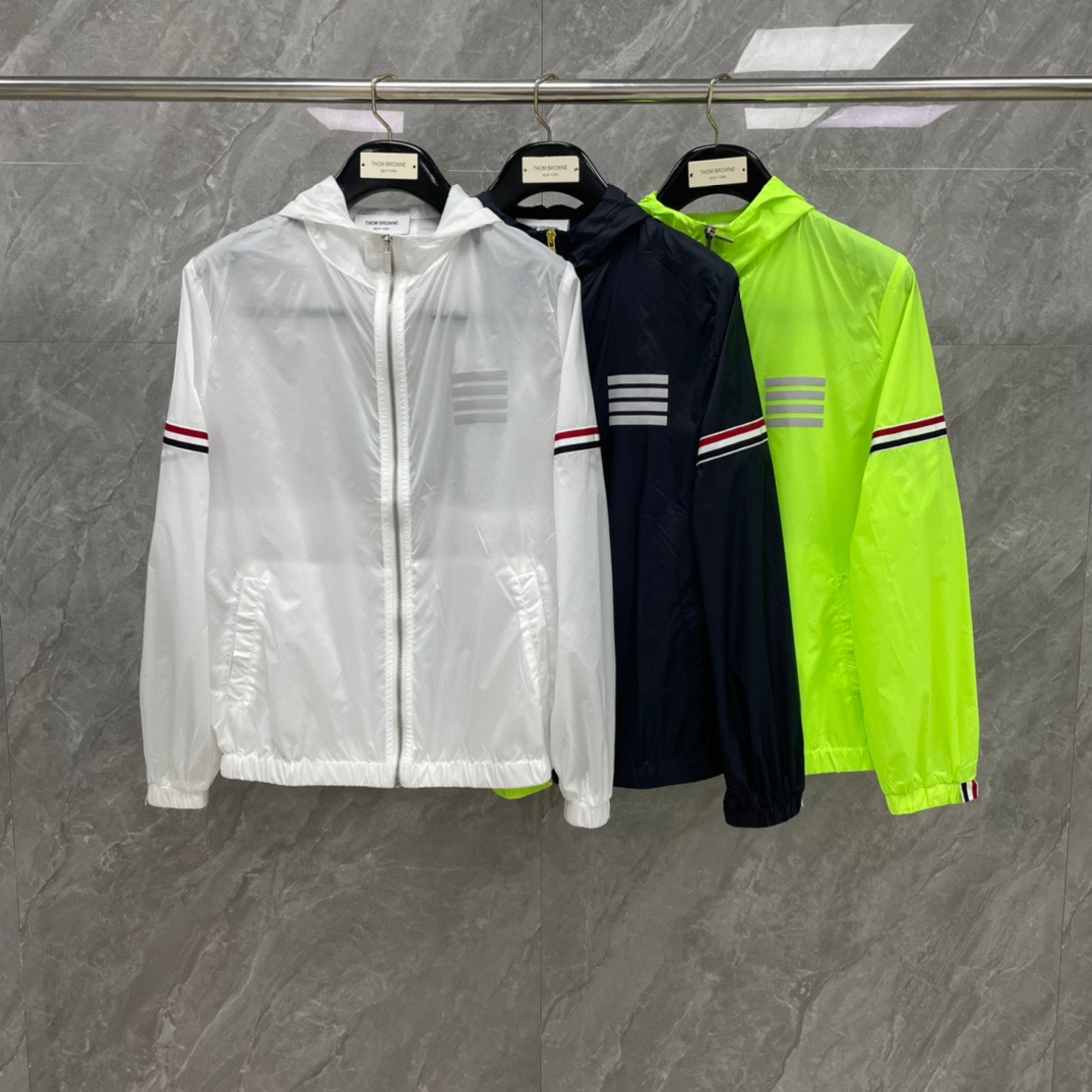 厂家直营tb夏季新款双袖彩条反光条纹防晒衣皮肤衣超薄透气情侣款