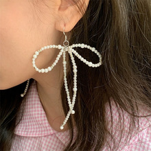 《温妮的约定》大蝴蝶结珍珠手工串珠耳环小众设计感甜美气质耳钩