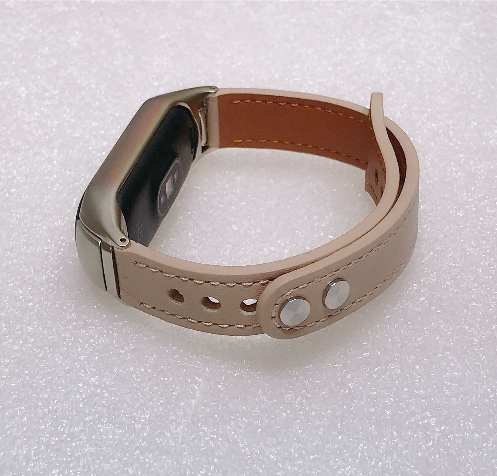 适用于小米手环nfc表带细款双钉反扣铆钉柔软腕带小米环3/4/5/6代