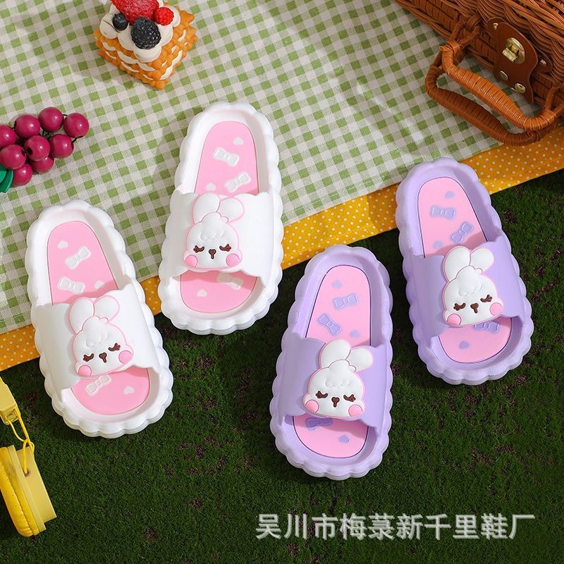 Anti-Slip Anti-Collision Thick Bottom Cartoon Little Bunny Toddler Children Teens Women's Parent-Child Sandals V08 +1