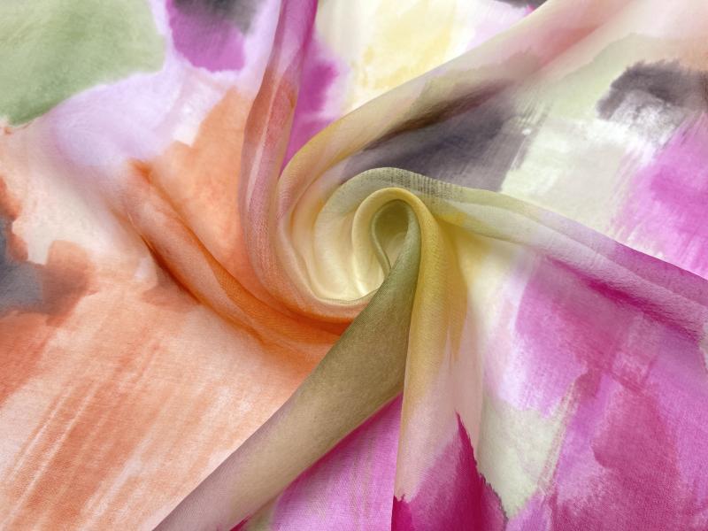 设计师半透彩色扎染晕染8姆米宽幅桑蚕丝真丝雪纺面料裙子布料