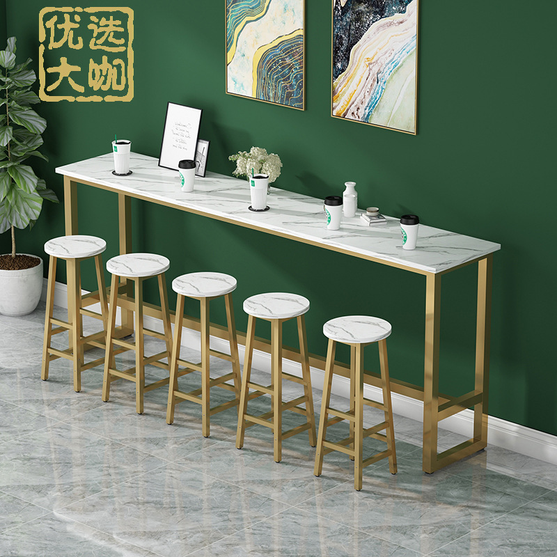 靠墙吧台桌商用高脚桌阳台靠窗吧台奢长条桌奶茶店吧台桌椅窄桌