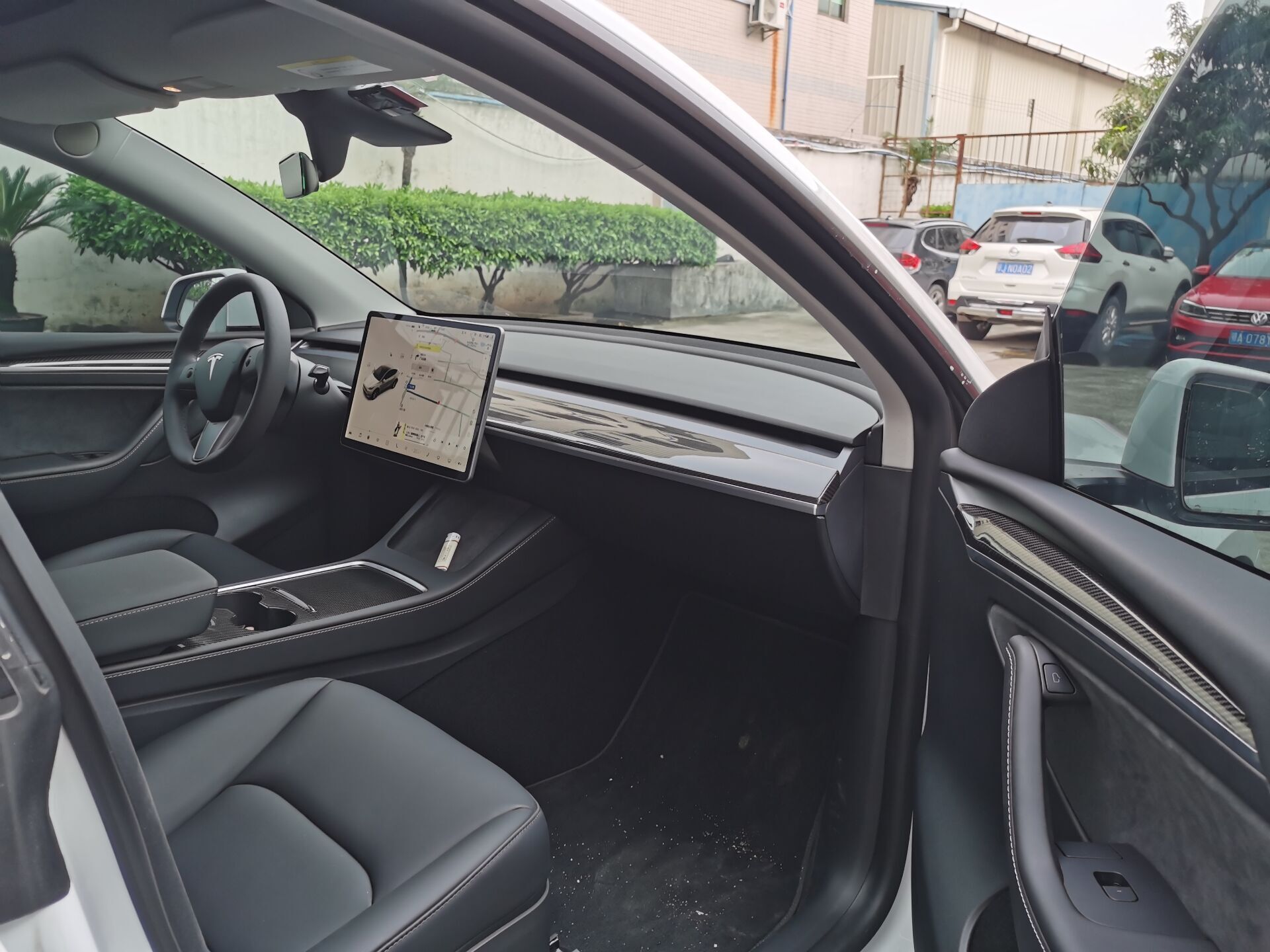 适用于tesla特斯拉新款model3y真碳纤维前车门装饰条保护壳盖板