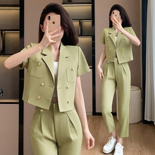 短袖小西装外套女2024新款夏装搭配一整套时尚韩系短款小香风套装