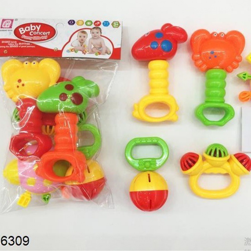 跨境新生婴儿摇铃玩具可牙咬手抓早教益智0-1岁抓握宝宝铃鼓沙锤