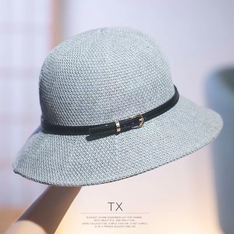 Western Style All-Matching Summer Sun Hat Women's Sun Hat Bucket Hat New Western Style Leather Ring Bucket Hat Foldable