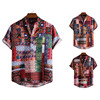 AliExpress 2021 new pattern Men's Stand collar Flax Short sleeved shirt Ethnic style printing shirt A generation of fat AliExpress 2021 new pattern Men's Stand collar Flax Short sleeved shirt Ethnic style printing shirt A generation of fat