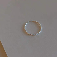 s925纯银麻花戒指女简约复古超细hic小众设计感开口食指指环J0275