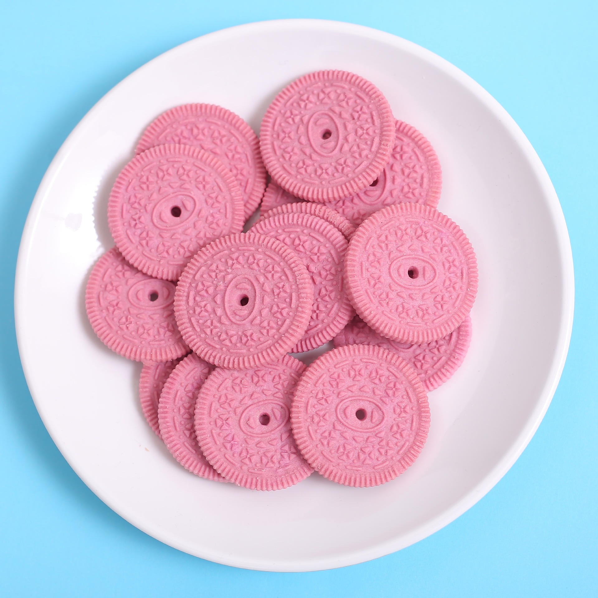 蒂凯粉色樱花圆饼干220g烘焙网红甜品台蛋糕装饰摆件零食插件