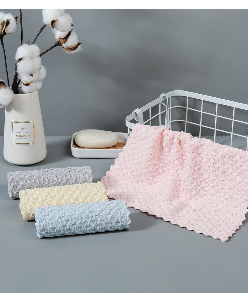 Cross-Border Microfiber Kitchen Towel Furniture Cleaning Car Window Cleaning Seamless Rag Absorbent Cleaning Scouring Pad Towel