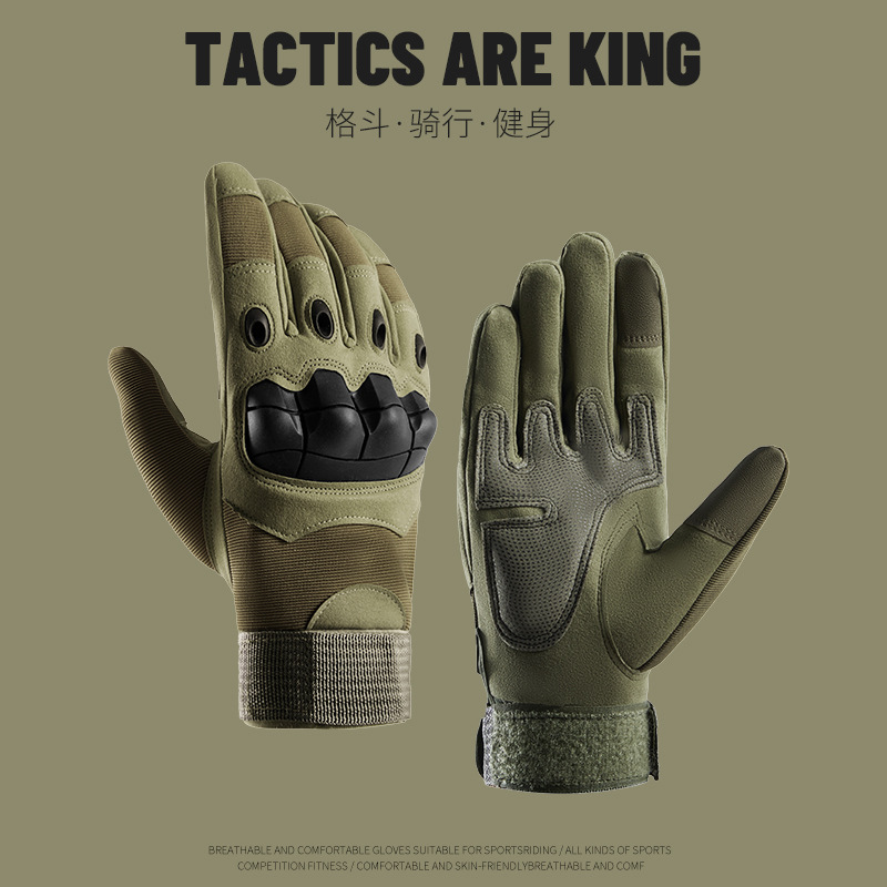 Tactical Gloves Men's Soft Shell Protective Long Finger Sports Training Touch Screen Fighting Non-Slip Outdoor Military Fan Riding Gloves Men