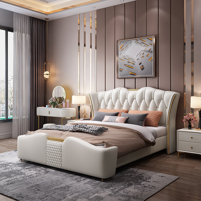 8米大床实木奢华别墅主卧皮床简约现代大户型床