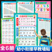 幼小衔接挂图全套6张 幼儿园数学识字拼音挂图儿童启蒙早教学习